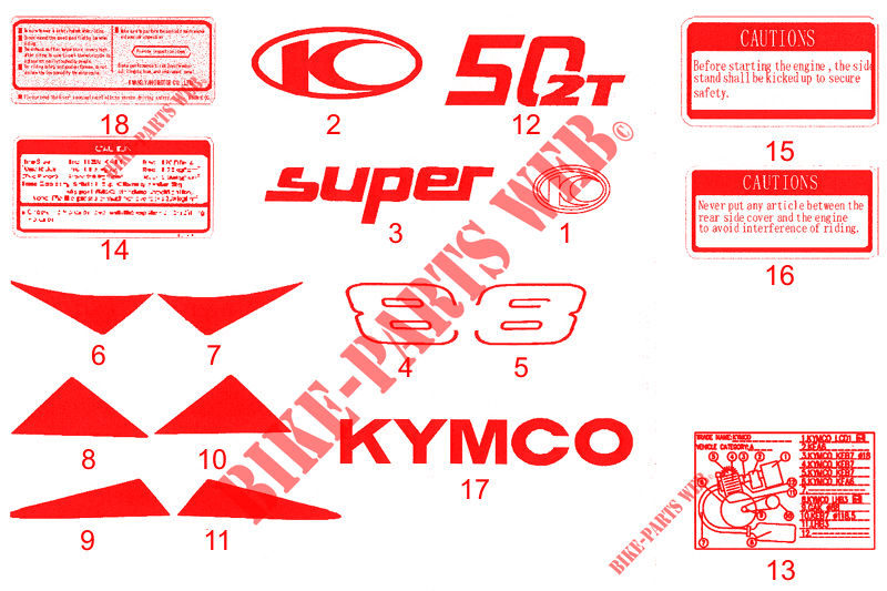 ADESIVO para Kymco SUPER 8 50 2T EURO II