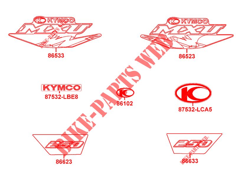 ADESIVO para Kymco MXU 250 4T EURO II - MXU 250 4T EURO II URBAN QUAD
